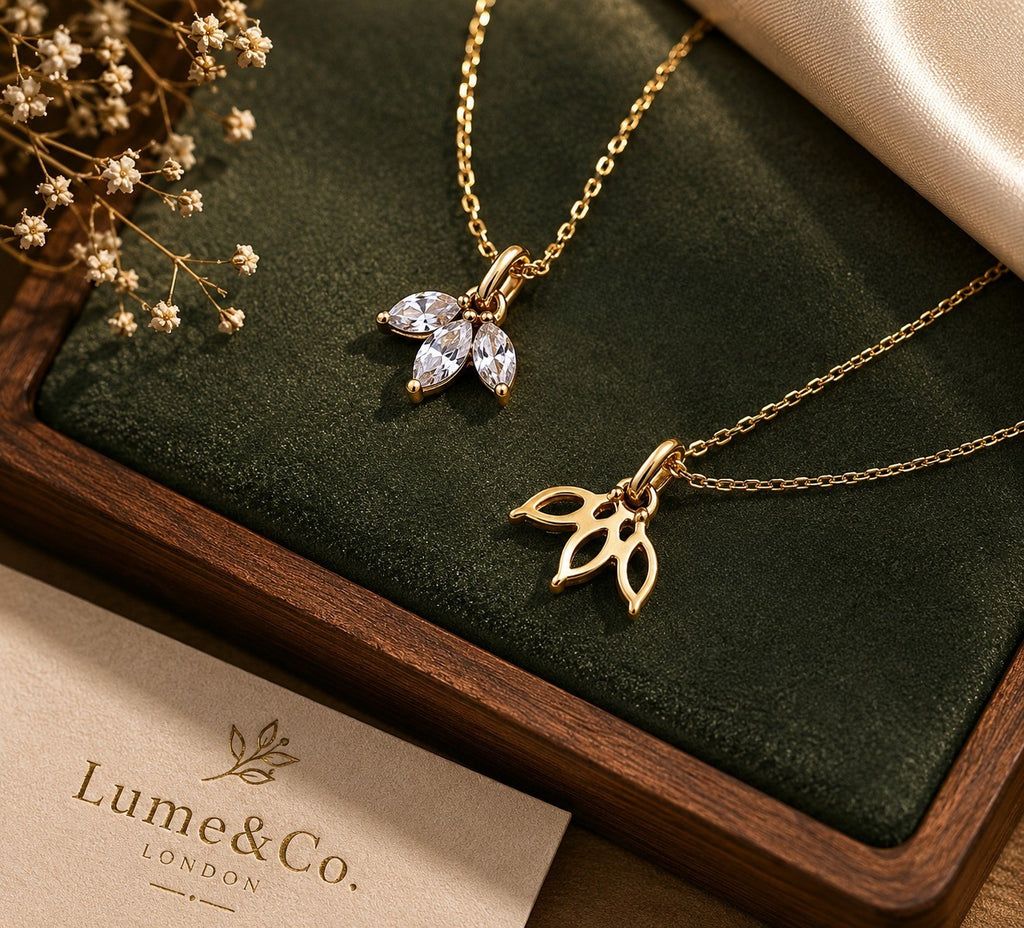 Amélie Olive Leaf Necklace - Solid S925 Sterling Silver & 14K Gold Plated